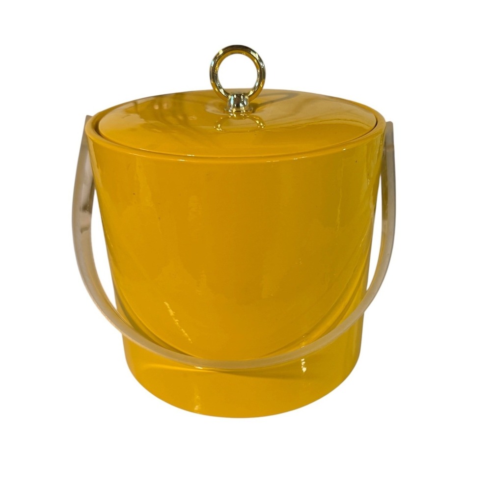Vintage MCM 60's Mod Georges Briard Yellow Retro Bar Ware Ice Bucket